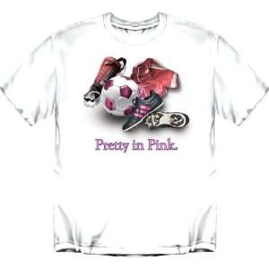Pretty in Pink   Soccer   Womens T Shirt:  Sports 