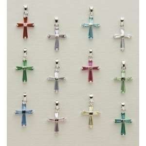   48 Silver Plated Religious Birthstone Cross Pendants: Home & Kitchen
