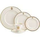   Gold Bracelet White with Eagle Crest Fine China 5 Piece Place Setting