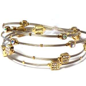 Silver & Gold Whispers Bracelet, Wire Bracelet, Designer Inspired with 