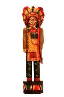Zimporter 4 Foot Tall Solid Wood Cigar Store Indian Holding Cigars 