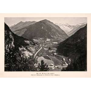  1899 Print Balsthal Brennerbahn Alps Tyrol Mountain Aerial 