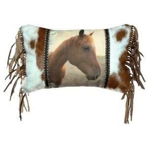 Horse & Hair on Hide Fringed Oblong Pillow