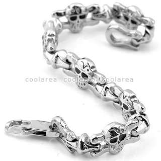   Steel Evil Skull Link Chain Bracelet 9L 316L Fashion Jewelry  