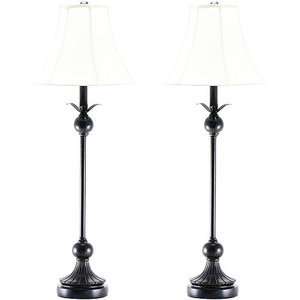 Set of 2 Buffet Lamps, Metal with Fabric Shades   NEW  
