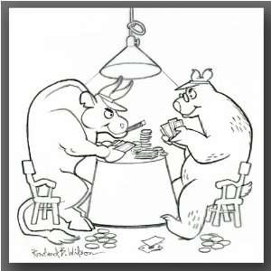  Bull and Bear Playing Poker By Rowland B. Wilson 