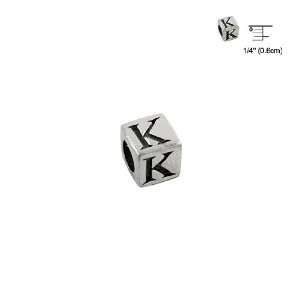  Sterling Silver K Square Bead Jewelry