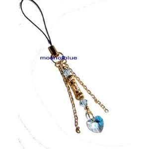 Chic Gold Tone Cell Phone Charm with Swarovski Crystal 