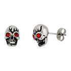 FreshTrends Pair of Jet Black The Punisher Skull Logo Stud Earrings