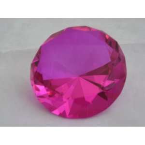   Pink Crystal Glass Diamond Shaped Paperweight 2.25 Office Products