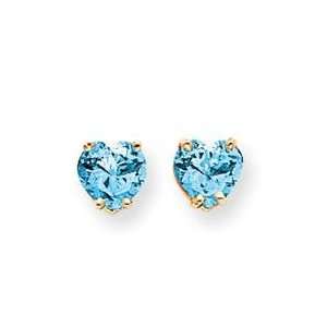  Heart Blue Topaz Earrings in 14k Yellow Gold Jewelry