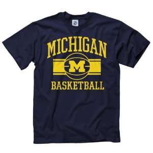   Wolverines Navy Wide Stripe Basketball T Shirt