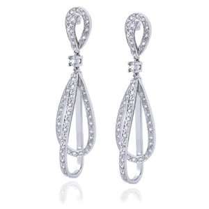  Diamond CZ Pave Twist Chandelier Earrings Jewelry