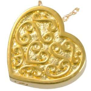  Gold Cremation Jewelry Ornate Heart