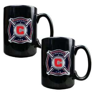 Chicago Fire MLS 2pc Black Ceramic Mug Set   Primary Team Logo:  