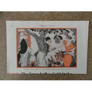Floyd Davis Art, 1934 Print Art (2 men/woman by tree) Orinigal Vintage 