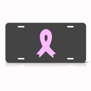  Soft Pink Breast Cancer Ribbon Metal Novelty License Plate 