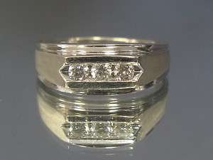 Mens 14KWG .45 CTW 3   Diamond Wedding Ring Band 10.5 Grams SHIPS 