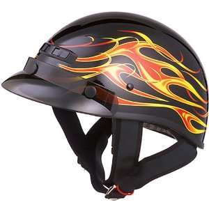 GMAX GM35 Half Dressed Adult Touring Motorcycle Helmet   Red Flame 