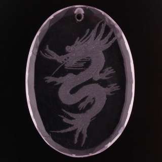 Crystal Glass Carved Dragon Gemstone Pendant Bead Charm  