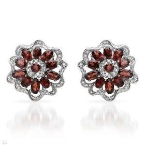 14K White Gold 5.42 CTW Garnet and 0.33 CTW Color G H SI1 SI2 Diamond 