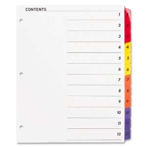   Quick Index Divider with Table Of Contents Page
