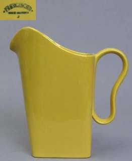 Franciscan Pottery USA Tiempo Mustard Yellow Square Pitcher  