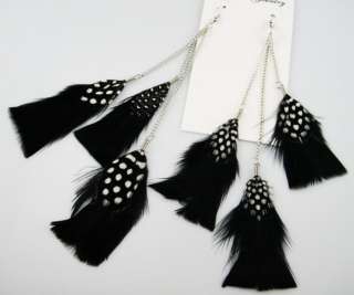   Stylish Handmade Long Natural Feather Earrings 35a 8 C1020  