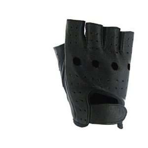  Motorcycle Fingerless Leather Gloves Open Knuckle Large 