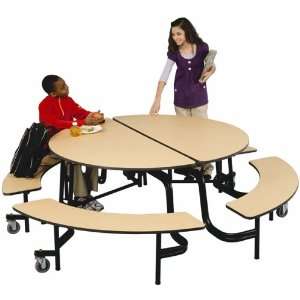  Mobile Bench Round Cafeteria Tables   Enamel Legs   29H 