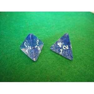  Glitter Blue and White 4 Sided Dice Toys & Games