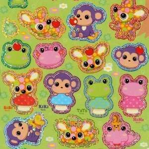  kawaii glitter animals sticker with frog deer monkey Toys 