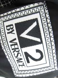 V2 BY VERSACE Mens Checkered Black Blazer Jacket 40L  