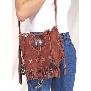  Ladies Western Brown Leather Suede Purse with Fringes 