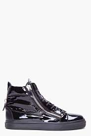 GIUSEPPE ZANOTTI Black Patent Leather Sneakers