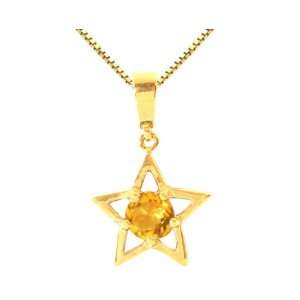  14K Yellow Gold TwinK le Star Pendant Citrine , Chain  NOT 