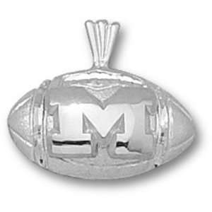  University of Michigan M Football Pendant (Silver 