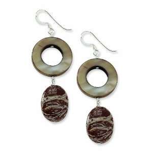  Sterling Silver Brown Jasper and Brown Mother of Pearl 
