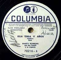 MARTY ROBBINS Uruguayan Columbia 70216 RARE ROCK 78 RPM  