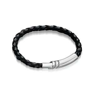  Black Leather & Magnetic Clasp Bracelet Jewelry