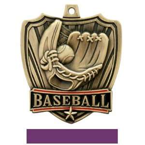   GOLD MEDAL / PURPLE RIBBON 2.5 SHIELD Custom Baseball MEDALS Sports