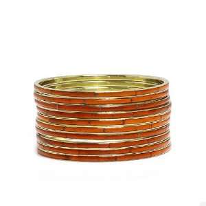   Bracelet ; 3 Diameter; Burnished Gold Metal; Orange Enamel; 10 pcs