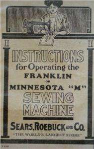Minnesota Model M or Franklin Sewing Machine Instruction Manual On CD