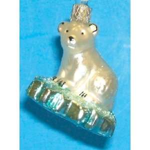  Polar Bear on Iceberg Polish Glass Christmas Ornament 