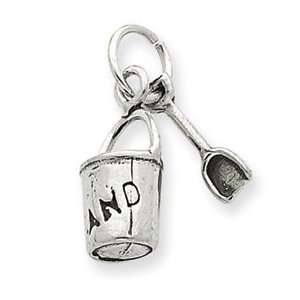   Sterling Silver Antiqued Sand Bucket and Shovel Charm QC4943 Jewelry