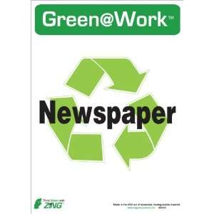  Awareness Sign, Header Green at Work, Newspaper with Recycle 
