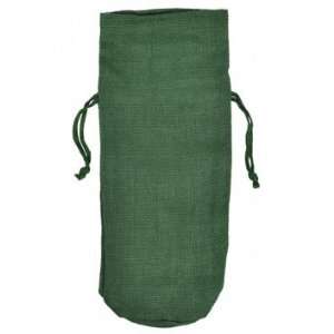  Hunter Green Jute Wine Bags With Drawstrings 10 Pack 