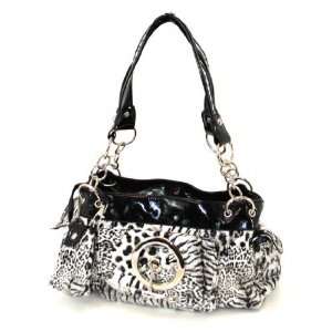  Black Leopard Zebra Handbag 