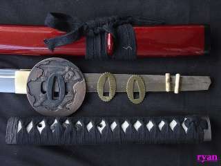 Japanese Samurai Sword Katana Warrior Tsuba Red Saya Very Sharp Blade 