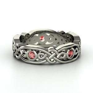  Brilliant Alhambra Band, 14K White Gold Ring with Red 